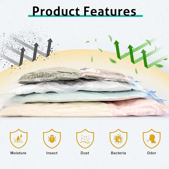 12 Pack Small Travel Vacuum Storage Bags, Portable Vacuum Seal Bags for Clothing Travel with Pump, Space Saver Bag for Luggage Suitcases Clothes Bedding Seasonal Storage