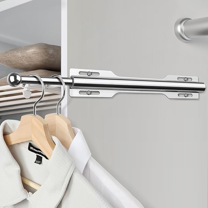 FIRJOY 12" Valet Rod for Closet Pull Out (2 Pack, Chrome)