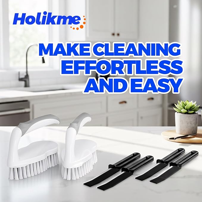 Scrub Brush - 6 Pack, Scrub Brushes for Cleaning, Heavy-Duty Scrub Brush, Stiff Bristles Cleaning Brush, for Kitchen, Bathtub, Floor and Wall Surfaces, Blue