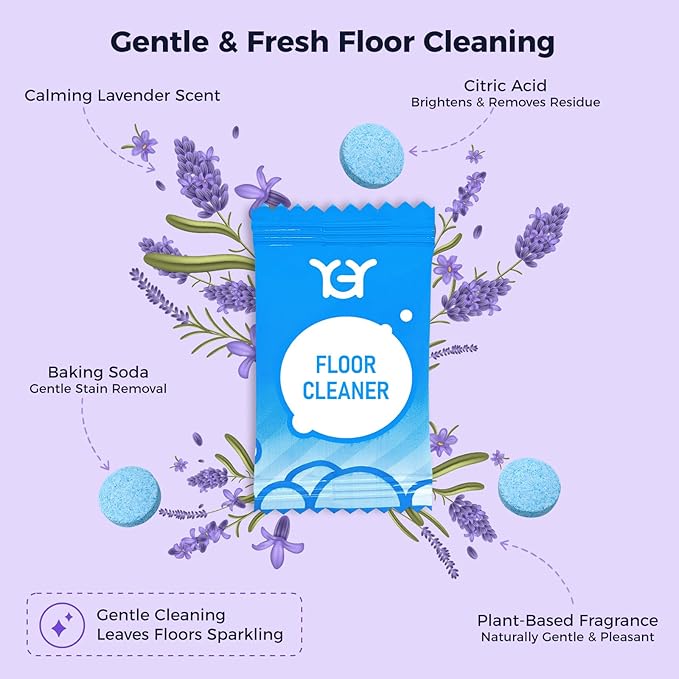 72 Pack Lavender Scent YGY Floor Cleaning Tablets, Compitable with Tineco Cleaning Solution|Clean Machine and Floor 2 in1-Getting Rid of Machine Odors|Clean Tablets are Easy and Safe to Use