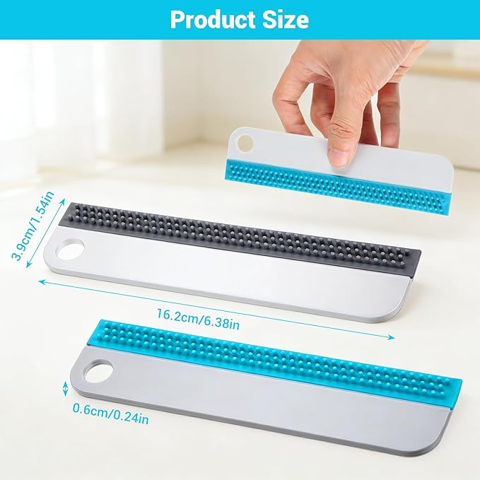 2 Pcs Glass Squeegees, Mini Soft Rubber Window Squeegee, All-Purpose Windshield Squeegee & Mirror Squeegees for Kitchen, Bathroom, Shower, Car (Gray & Blue)