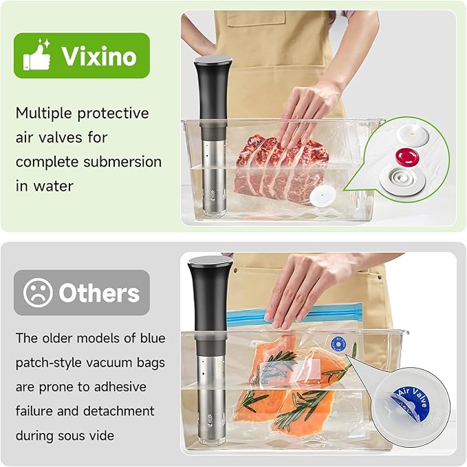 Vixino Vacuum Sealer Bags, 40 Reusable Vacuum Sealer Bags for Food, BPA-Free, Meal Prep and Sous Vide Cooking,Works for Handheld Sealer and Vac Sealer Machine with External Vacuum Systems