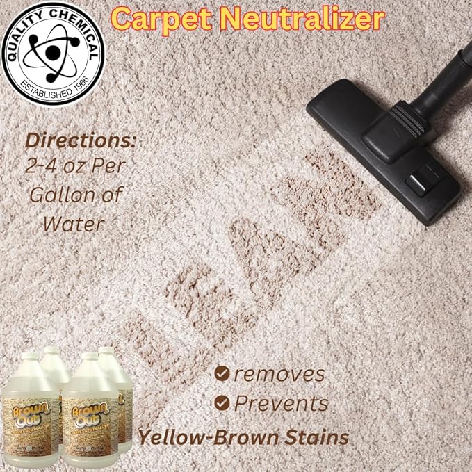 Quality Chemical Brown Out Carpet Stain Remover/Carpet Cleaner Solution for Machine/Carpet Cleaning Solution/Carpet Clean/Rug Cleaner Solution/Carpet Shampoo Cleaner/Rug Shampoo - 128 oz (Pack of 4)