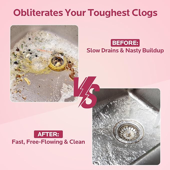 Foaming Drain Cleaner Clog Remover: Sink Cleaner Pipe Clogged Opener for Kitchen Bathroom Toilet Tubs and Showers (2 Pack)