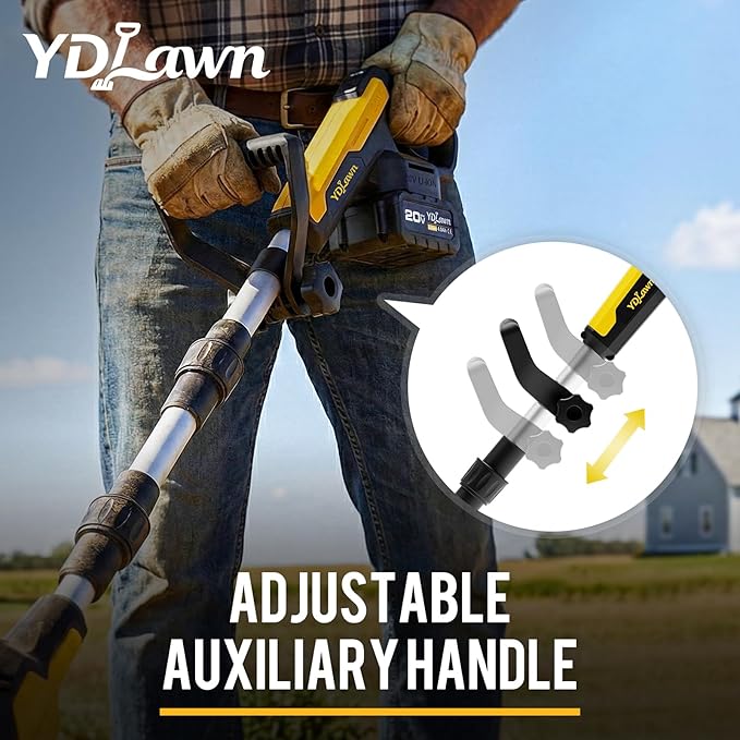 20V Cordless Tiller Cultivator, with 2 * 4.0Ah Batteries & Charger, 9In Tilling Width and 7In Depth Garden Rototiller for Lawn/Gardening/Soil Cultivation, Yellow