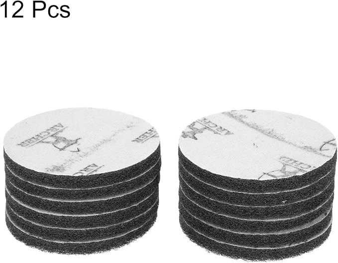 HARFINGTON 12pcs Scrubber Scouring Pads 1200 Grits 5 Inch Drill Power Brush Hoop and Loop Surface Conditioning Disc Drill Scuffing Disc Scrub Pads for Home Kitchen Cleaning, Light Grey