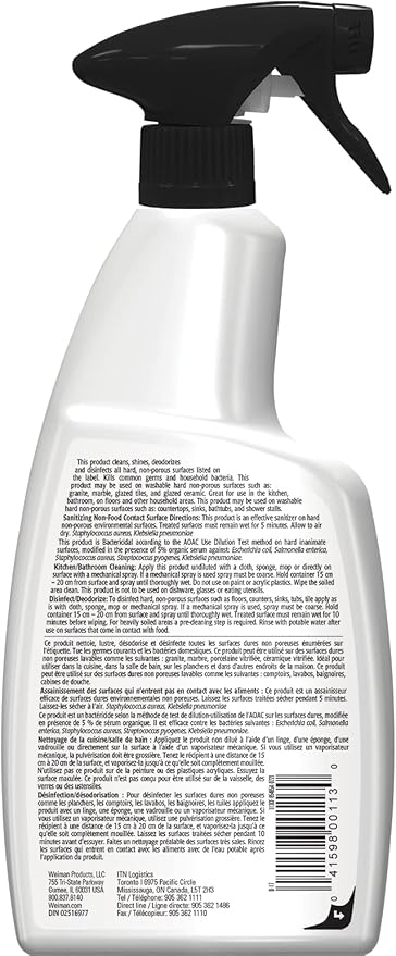 Weiman Granite Cleaner For Granite Marble Soapstone Quartz Quartzite Slate Limestone Corian Laminate Tile Countertop and More, 24 FL Oz