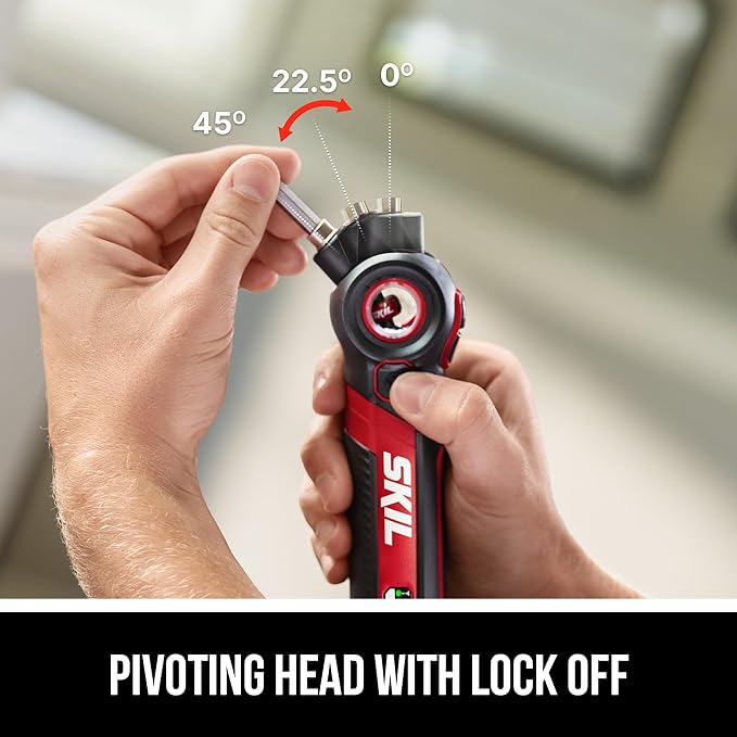 SKIL Twist 2.0 Rechargeable 4V Screwdriver with Pivoting Head, Torque Setting, USB-C Charging Cable & 2PC Bit Set-SD5619-01
