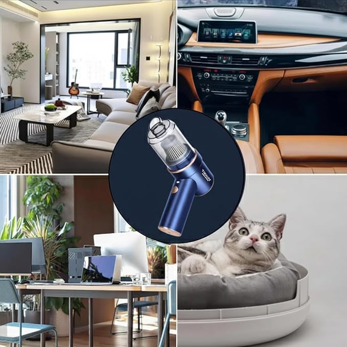 VIMALIFE 10000Pa Cordless Car Vacuum Cleaner & Air Duster, Powerful Handheld Auto Vacuum, 42000RPM Motor, LED Light, Type-C Fast Charge, Washable Filter, 5 Multi-Nozzles for Home, Car, Pet Hair, Blue
