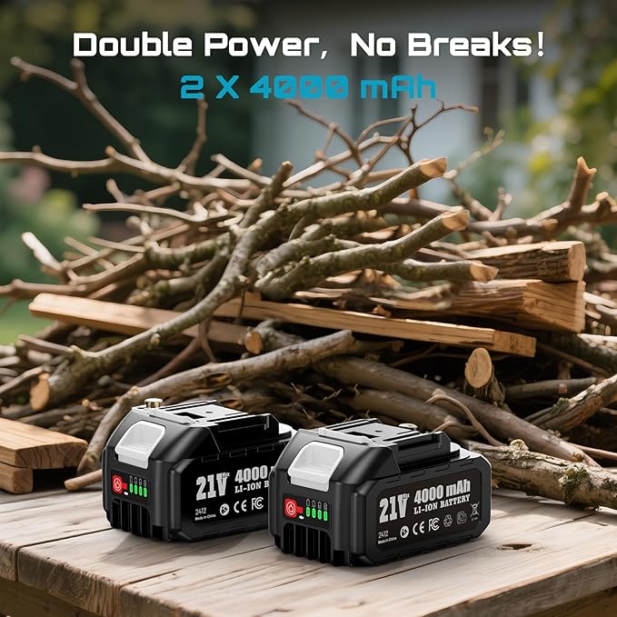 SEESII Reciprocating Saw Cordless, Variable Speed 3500 RPM Brushless Motor with 8 Saw Blades, 2 x 4.0Ah Batteries, LED Light, Tool‑Free Blade Change, Portable for Wood PVC Cutting (Dark Blue)