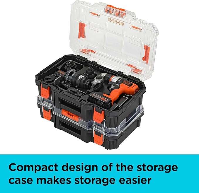 BLACK+DECKER MATRIX 20V MAX Power Tool Combo Kit, Cordless Power Tool Set with Battery and Charger Included, 10 Piece (BDCDMT1210KITC1