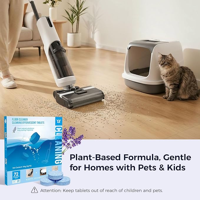 72 Pack Lavender Scent YGY Floor Cleaning Tablets, Compitable with Tineco Cleaning Solution|Clean Machine and Floor 2 in1-Getting Rid of Machine Odors|Clean Tablets are Easy and Safe to Use