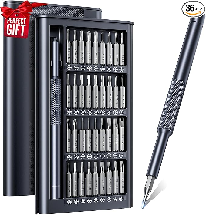 Stocking Stuffers for Men Adults Him, AXTH 37in1 Small Precision Screwdriver Set, Christmas Gifts, Professional Magnetic Mini Repair Tool Kit for Computer, Watch, Laptop, Tiny Electronic