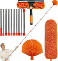 20+ Feet High Reach Dusting Kit with 3-14 ft Extension Pole //2 in 1 Window Cleaning Kit // High Ceiling Duster // Cobweb Microfiber Duster // Outdoor & Indoor Extendable Duster Cleaning Kit