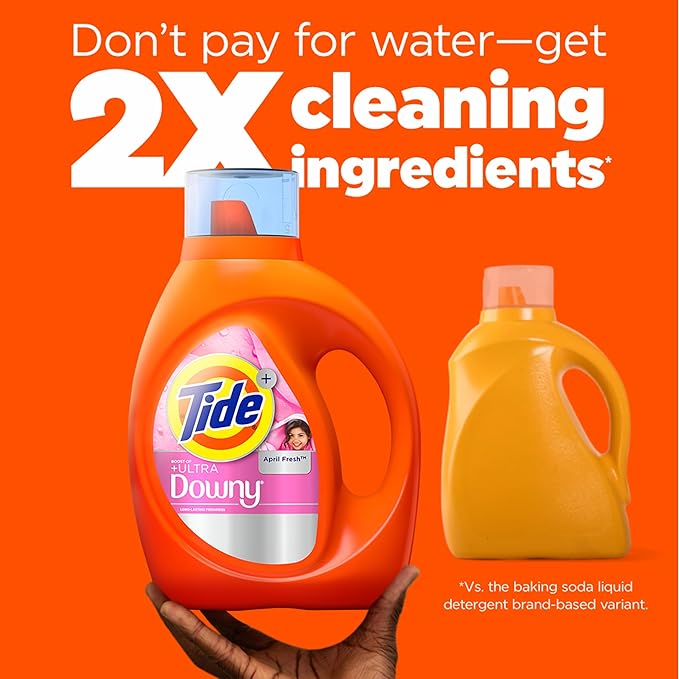 Tide Plus Boost of Ultra Downy Liquid Laundry Detergent, April Fresh Scent, 148 fl oz, 105 Loads, Laundry Detergent Liquid with Long-Lasting Freshness