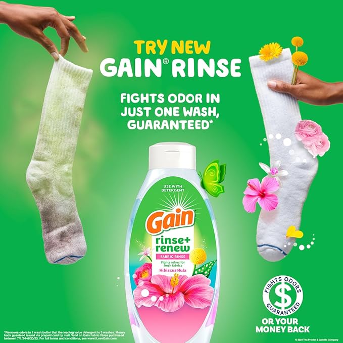 Gain Hibiscus Hula Fabric Rinse & Renew, 48 FL OZ, Laundry Odor Remover