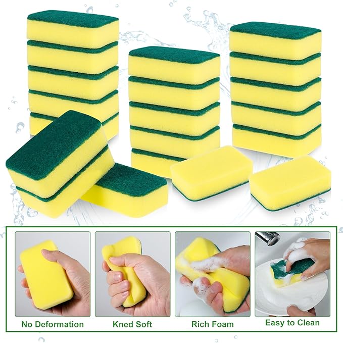 40 Pack Cleaning Sponges Kitchen High Density Dish Sponges Scrub Sponge Multi-Surface Cleaning Scrubber Pad, Durable Dishwashing Sponge Bulk Cleaning Supplies for Washing Dishes, Home, Bathroom, Car