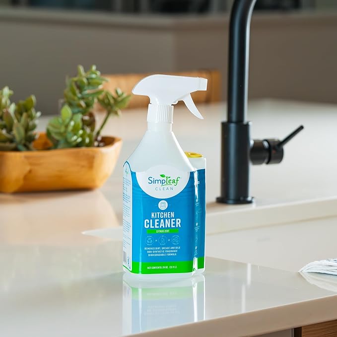 Simpleaf Clean Kitchen Degreaser Cleaner | Refill System Cleaners| Bleach‑Free| Ammonia‑Free|Grease, Oils & Food Soil Remover | Citrus Zest 24oz x 2