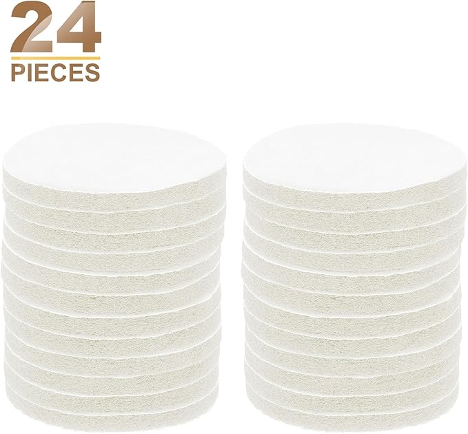 HARFINGTON 24pcs Scrubber Scouring Pads 450 Grits 5 Inch Drill Power Brush Hoop and Loop Surface Conditioning Disc Drill Scuffing Disc Scrub Pads for Home Kitchen Cleaning, White