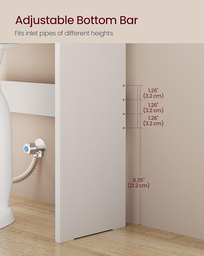 VASAGLE Over the Toilet Storage Cabinet, Bathroom Storage Cabinet with Doors, Adjustable Shelves, Space-Saving, Modern, 7.9 x 24.6 x 70 Inches, Cloud White UBTS008WH01S
