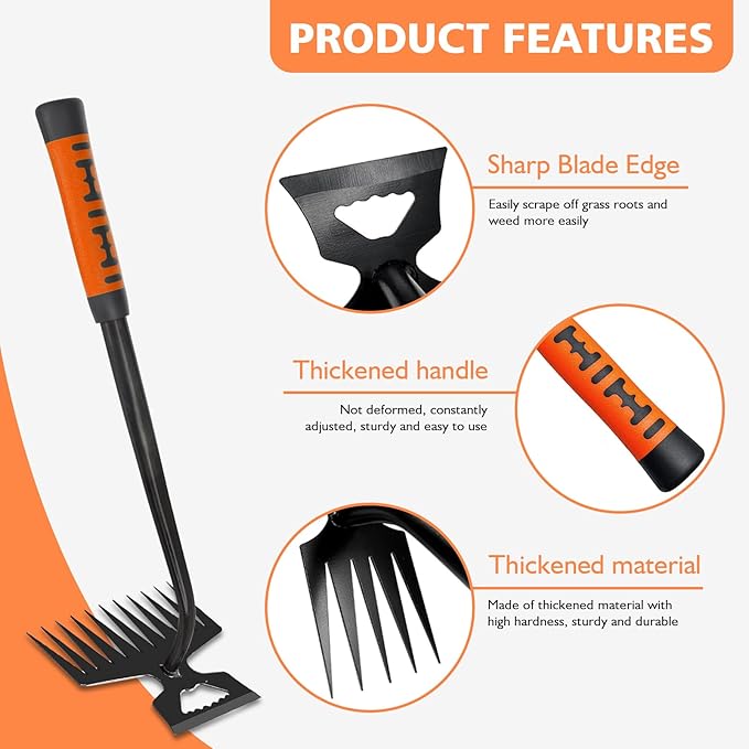 2025 New Weed Remover Tool, Multifunctional Hand Weeder Tool, Portable Garden Weeding Tools, Weeding Artifact Uprooting Weeding Tool for Yard and Garden (11 Tines)