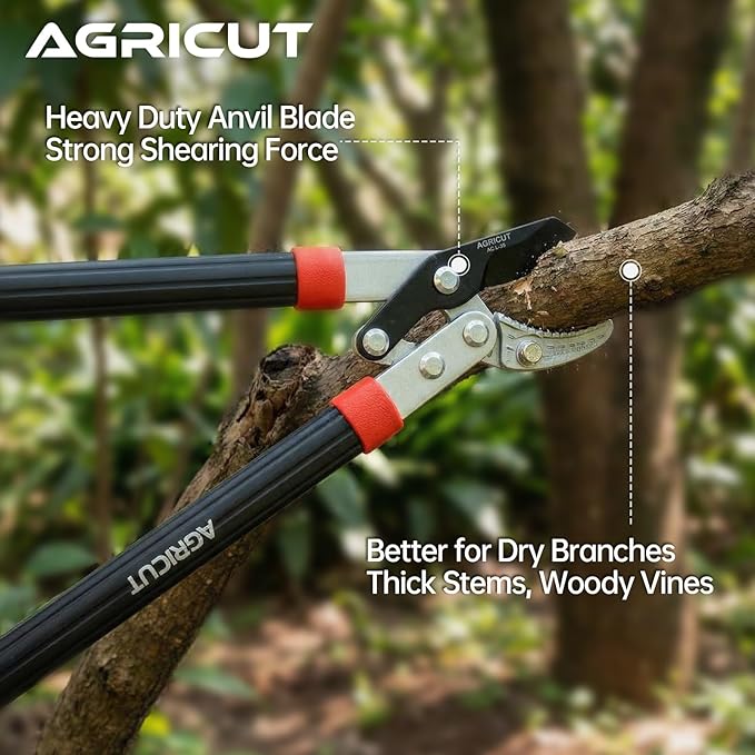 AGRICUT 21" Garden Loppers Anvil - Loppers for Tree Trimming Heavy duty 1.5" Cut Capacity Branch Cutter with Sharp High Carbon Steel Blade for Cutting Branches