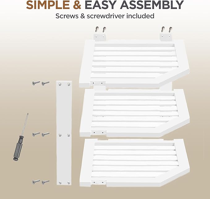 Bambüsi Plate Organizer for Cabinet - Corner Cabinet Organizer and Kitchen Cabinet Organizer Shelf, Kitchen Countertop Organizer for Plates, Dishes and Bowls, Space Saving Corner Rack, White