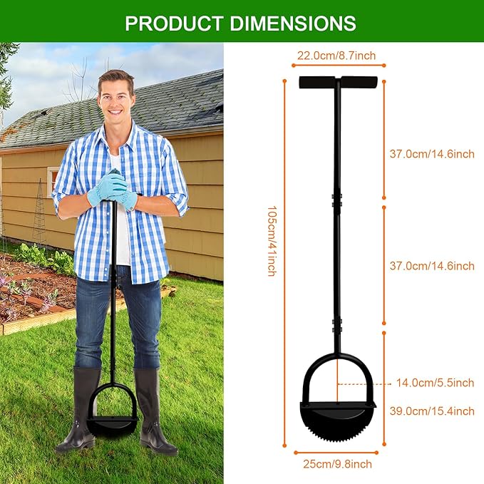 Edger Lawn Tool 41 Inches with Two Replaceable Blades Manual Lawn Edger with T-Grip for Yard, Garden, Landscaping, Sidewalk and Flower Bed