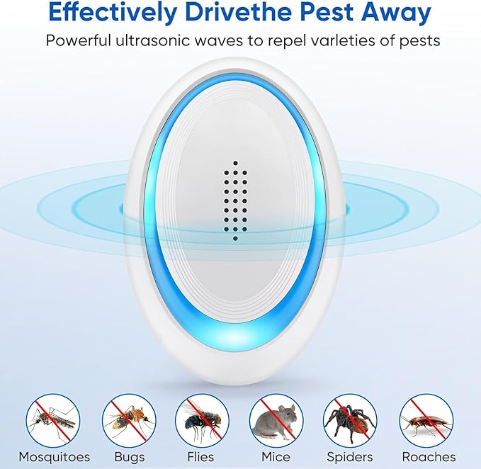 2025 Enhanced Ultrasonic Pest Repeller Indoor, Mouse Traps Rodent Mouse Repellent Plug in Electronic Pest Control for Roaches, Bugs, Ants, Mosquitoes, Spiders – 6 Packs