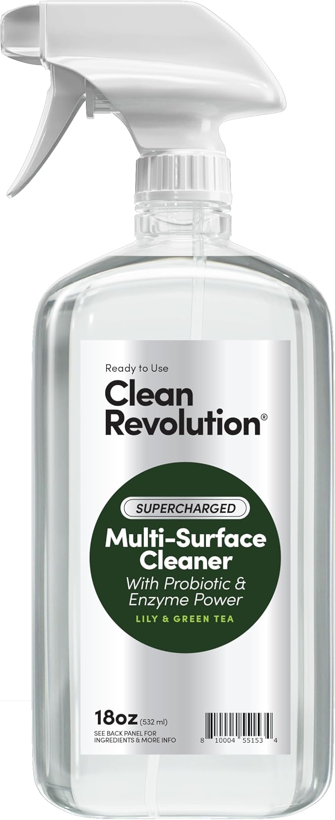Clean Revolution SuperCharged All Purpose Cleaner Refill with Smart Probiotic + Enzyme Complex, Multi-Surface Kitchen Bathroom & Floor Cleaner, Lily & Green Tea, 18 oz (Pack of 1)