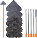 Wall Mop with 80 Inches Long Handle, Wall Cleaner Mop Tool for Window/Walls/Ceiling Fans/Dust/Baseboard/Floors Clean, 360° Ceilings Cleaner Tool Duster with Squeegee 6 Replacement Pads