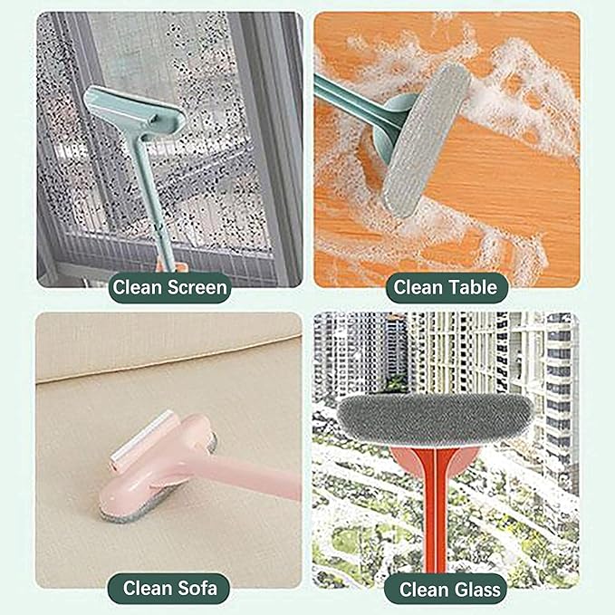 Mesh Screen Cleaner - 2 in 1 Window Cleaner Brush, Glass Cleaning Scraper, Dual Purpose, Extendable (Blue)