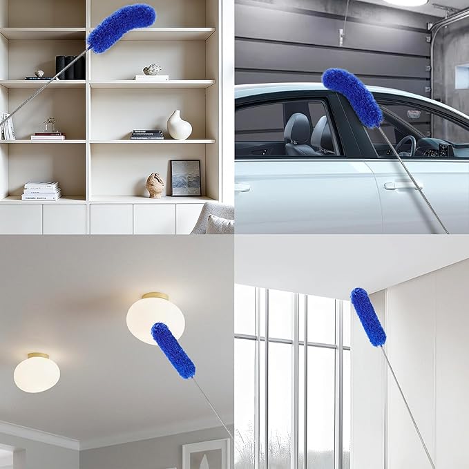 Duster with 80" Extension Pole for Cleaning, Bendable Duster Microfiber Head,Washable Cleaning Duster for Cobweb Cleaning,High Ceilings,Fan,Home,Furniture,Car