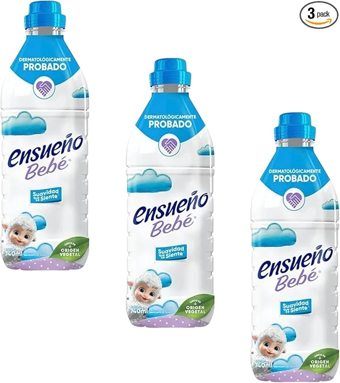 Ensueño Bebé Fabric Softener, Dermatologically Tested, Plant Origin, 740ml, 3 Pack