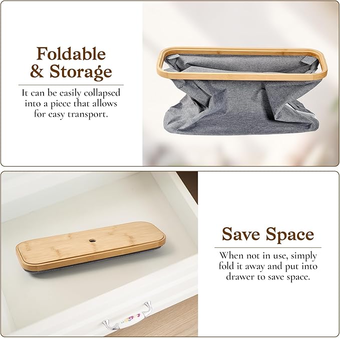 Toilet Paper Storage Basket with Bamboo Lid, Toilet Paper Holder with Storage, Free Standing Bathroom Storage Organizers with Non-Slip Bottom, Grey 2 Pack