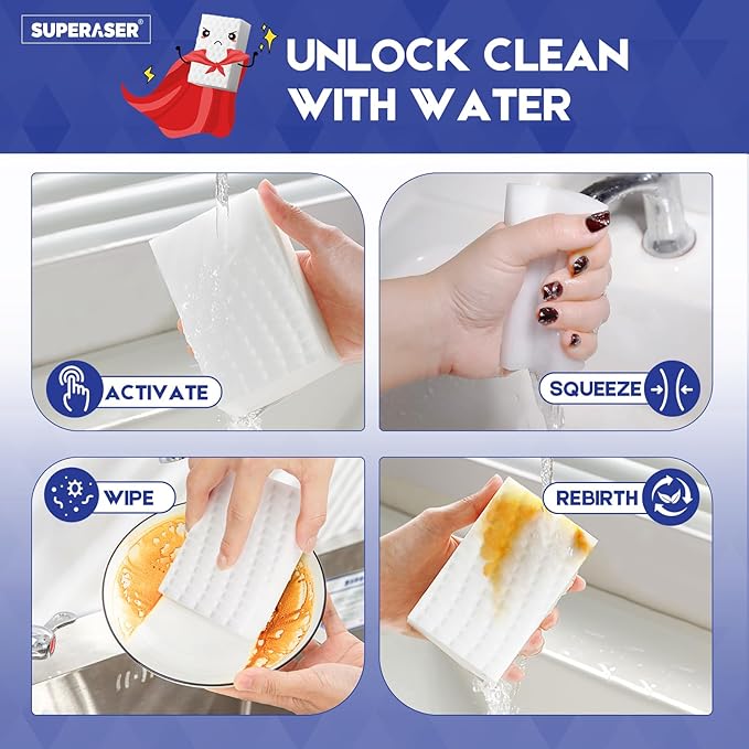 Magic Sponge Eraser,Tex-10 Scrub Melamine Sponges, Heavy Duty No Scratches (HD-Line 10-Pack)