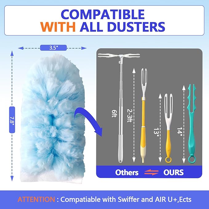 Heavy Duty Duster Refills for Swiffer Duster (40 Count) | 360° Unscented Disposable Multisurface Dusters with 1 Handle- for Home, Blinds, Fans & Corners, Blue