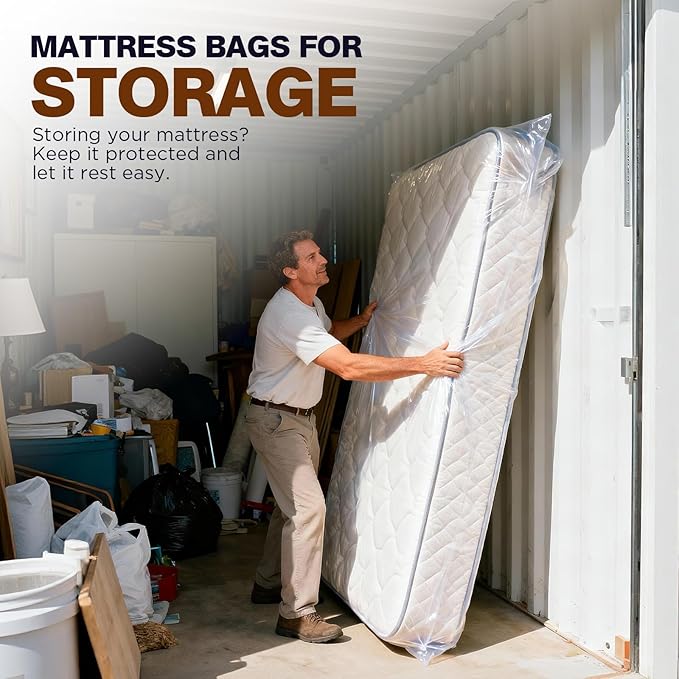 2 Pack Mattress Bags for Moving & Storage - 98" x 56" x 14'' for Twin/Full Size, Waterproof & Tear-Resistant, 4.0 MIL Heavy Duty Mattress Cover Moving Supplies