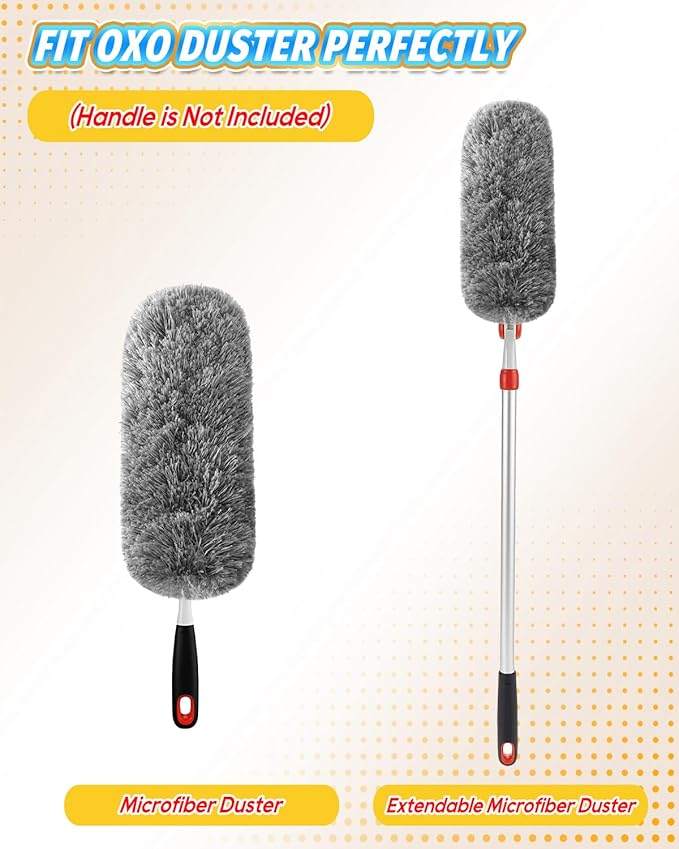 KEEPOW Upgraded Reusable Duster Refills Compatible with OXO Duster, Microfiber Dusters Refill for Cleaning, Compatible with OXO Good Grips Microfiber Extendable Duster, 2 Pack(Handle Not Included)