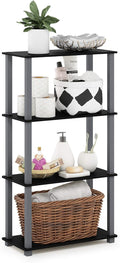 Furinno TURN-S-TUBE Storage Shelves, 4-Tier Book Shelf, Corner Shelf, Toolless Open Shelves, for Organization and Storage, Living Room, Garage, Home Office, Black