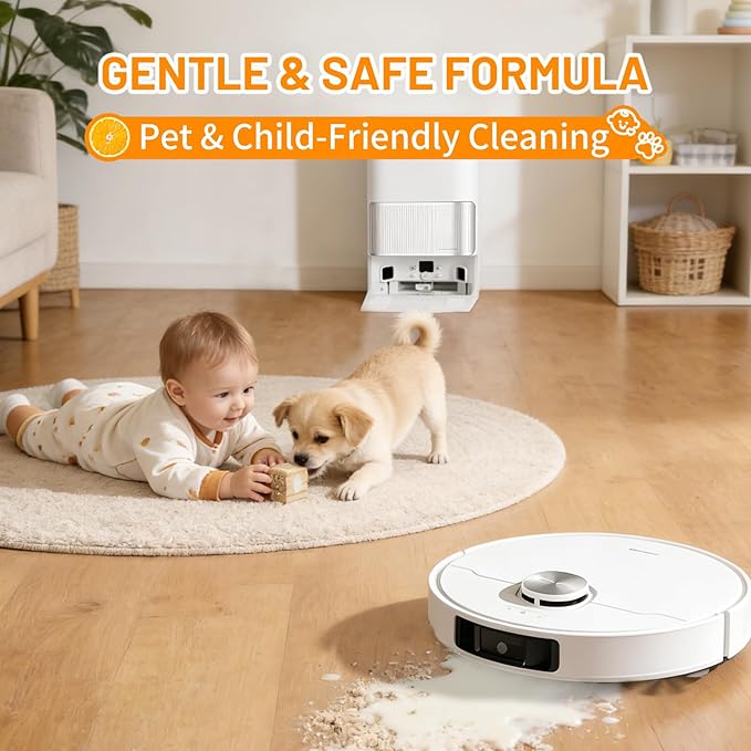 Sweet Orange Scent Floor Cleaning Solution Compatible with Dreame Cleaning Solution, Floor Cleaner for Hardwood Tile Hardfloor, Compatible Robot Vacuums with Mopping and Wet Dry Vacuum (2 bottles)