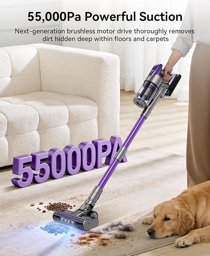 Redroad Cordless Vacuum Cleaner 55,000Pa 70Mins Vacuum Cleaner 150,000PRM, 18-Layer Filtration Vacuum, Self-Standing Vacuum Cleaners for Home with 1600ml Cup for Pet Hair Carpet Hardwood Floor Car X18