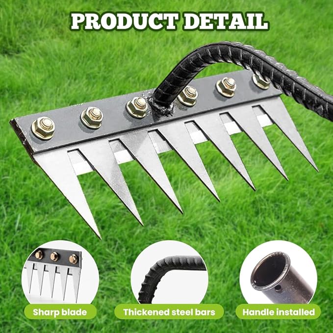 Detachable Gardening Hand Weeder Tool, Manual Weeder Claw Remover, Weed Puller Rake, Detachable Garden Hand Weeder Tool, Effective Uprooting for Lawn Garden Yard Vegetable Backyard Farm (6 Tines)