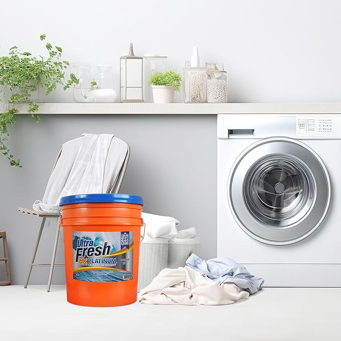 Ultra Fresh 6X Platinum 5 Gallon Laundry Detergent Liquid for All Machine Types with Easy Dispensing Pump, Up to 640 Loads, Original Blue (4 Pack)