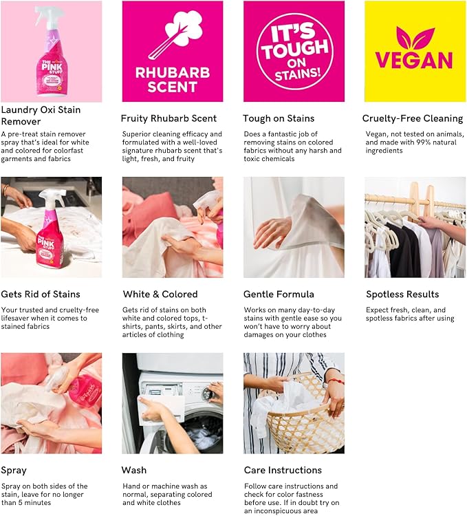 Stardrops - The Pink Stuff - The Miracle Laundry Oxi Stain Remover Spray 2-Pack Bundle (2 Laundry Stain Remover), (Pack of 2)