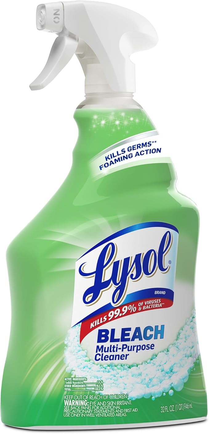 Lysol Multi-Purpose Cleaner Sanitizing and Disinfecting Spray with Bleach, All Purpose Cleaning Spray for Bathrooms and Kitchens, 32oz