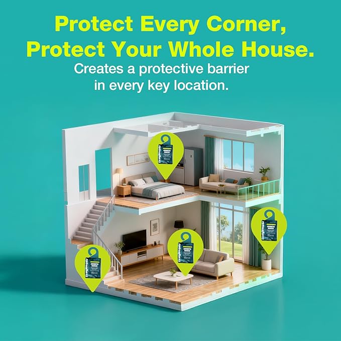 EcoVenger Pest Control Aroma Hanger 10-Pack Natural Peppermint/Cedar/Lemongrass Insect Repellent Moths Mosquitoes, Spiders, Roaches, Weather-Proof Lasting Bug Deterrence, Safe Around Children & Pets