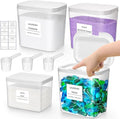 Lifewit Laundry Pods Container with Pop-up Lid, Coffee Pod K Cup Storage, Laundry Room Organization, Dryer Sheet Holder for Washing Powder Detergent, 2700 +2000ml/0.72+0.5gal, 4PCS