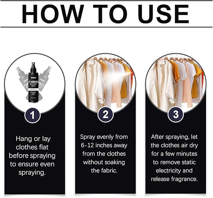 Clothes Refresher Spray Fabric Freshener, Dry Wash Mist For All Clothing Types, Plant Based, Odour Eliminating, Linen Spray Deodorizer for Clothes Laundry