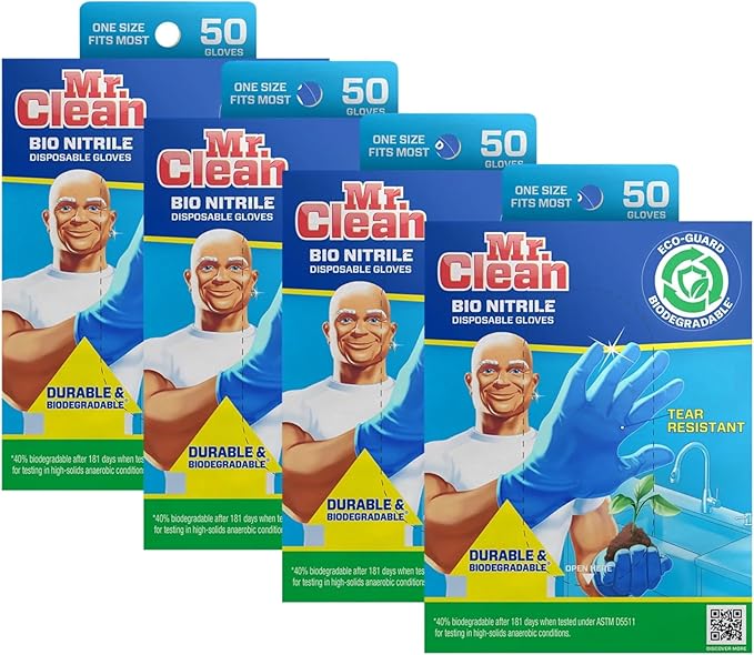 Mr Clean Bio-Nitrile Disposable Gloves 200 Count